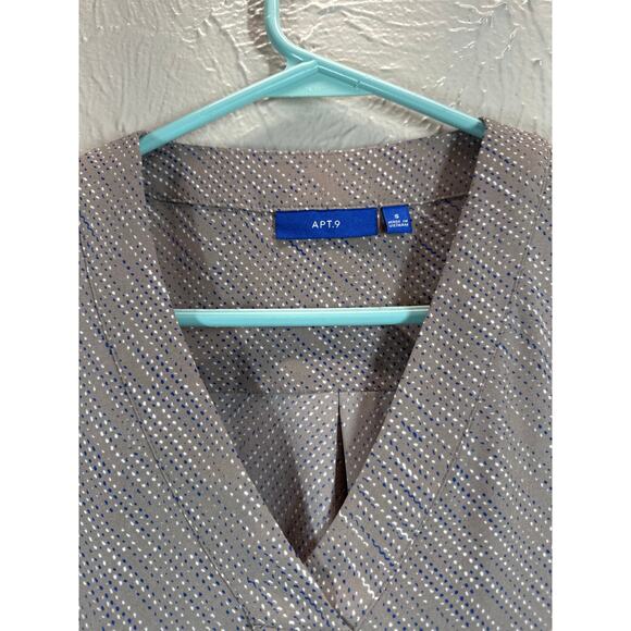 Apt 9 Womens Tunic Taupe Printed Long Sleeve V Neck Career Wear Size Small - Picture 3 of 4